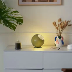 QAZQA Schlafzimmerlampen|Wohnzimmerlampen*Retro-Tischleuchte grün mit Glas - Mabel