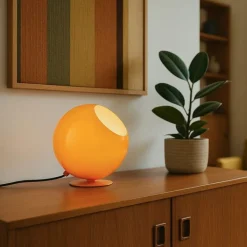 QAZQA Schlafzimmerlampen|Wohnzimmerlampen*Retro-Tischleuchte Orange mit Glas - Mabel