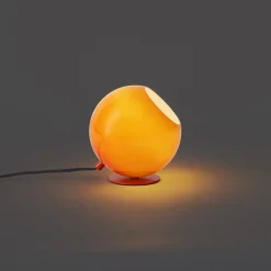 QAZQA Schlafzimmerlampen|Wohnzimmerlampen*Retro-Tischleuchte Orange mit Glas - Mabel