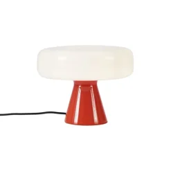 QAZQA Tischlampen|Wohnzimmerlampen*Retro-Tischleuchte Rot mit Weiß - Knob