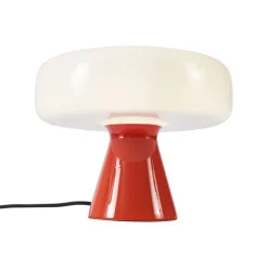 QAZQA Tischlampen|Wohnzimmerlampen*Retro-Tischleuchte Rot mit Weiß - Knob