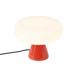 QAZQA Tischlampen|Wohnzimmerlampen*Retro-Tischleuchte Rot mit Weiß - Knob