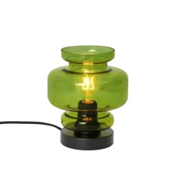 QAZQA Tischlampen|Wohnzimmerlampen*Retro-Tischleuchte schwarz mit grünem Glas - Denise