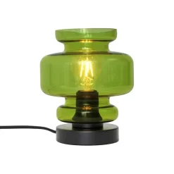 QAZQA Tischlampen|Wohnzimmerlampen*Retro-Tischleuchte schwarz mit grünem Glas - Denise