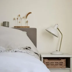 QAZQA Lampen Für Dein Homeoffice|Tischlampen*Retro-Tischleuchte Weiß mit Bronze 38cm - Milou