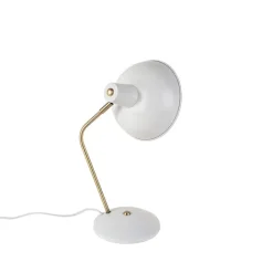 QAZQA Lampen Für Dein Homeoffice|Tischlampen*Retro-Tischleuchte Weiß mit Bronze 38cm - Milou