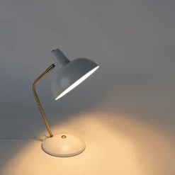 QAZQA Lampen Für Dein Homeoffice|Tischlampen*Retro-Tischleuchte Weiß mit Bronze 38cm - Milou