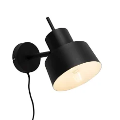 QAZQA Schlafzimmerlampen|Küchenlampen*Retro-Wandleuchte schwarz dreh- und neigbar - Chappie