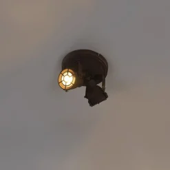 QAZQA Deckenstrahler|Aufbaustrahler*Robuster Spot rost 2-flammig - Sorra