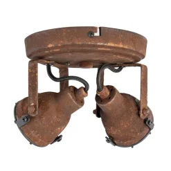 QAZQA Deckenstrahler|Aufbaustrahler*Robuster Spot rost 2-flammig - Sorra