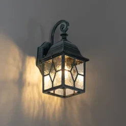 QAZQA Gartenbeleuchtung|Außenwandleuchten*Romantische Außenwandlaterne dunkelgrün - London