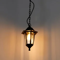 QAZQA Gartenbeleuchtung|Badezimmerlampen*Romantische Hängeleuchte schwarz IP44 - New Haven