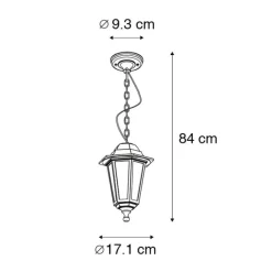 QAZQA Gartenbeleuchtung|Badezimmerlampen*Romantische Hängeleuchte schwarz IP44 - New Haven