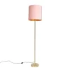 QAZQA Stehlampen|Wohnzimmerlampen*Romantische Stehlampe Messing mit rosa Schirm 40 cm - Simplo