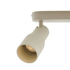 QAZQA Deckenstrahler|Aufbaustrahler*Runde Deckenleuchte Beige GU10 50mm 2-flammig - Stanley