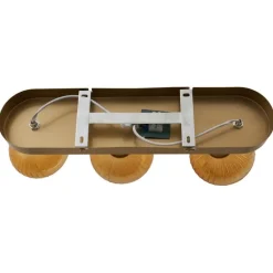 QAZQA Deckenstrahler|Aufbaustrahler*Runde Deckenleuchte Gold mit Bernsteinglas 3-flammig - Teddy