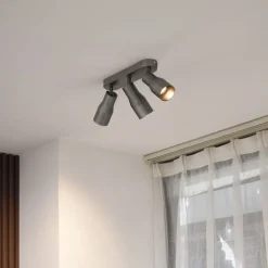 QAZQA Deckenstrahler|Aufbaustrahler*Runde Deckenleuchte Gunmetal GU10 50mm 3-flammig - Stanley