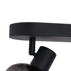 QAZQA Deckenstrahler|Aufbaustrahler*Runde Deckenleuchte schwarz mit Rauchglas 3-flammig - Teddy