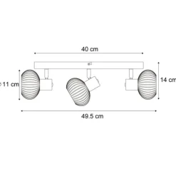 QAZQA Deckenstrahler|Aufbaustrahler*Runde Deckenleuchte schwarz mit Rauchglas 3-flammig - Teddy