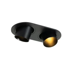 QAZQA Einbaustrahler|Wohnzimmerlampen*Runde Einbauleuchte schwarz GU10 35mm schwenkbar 2-flammig - Installa