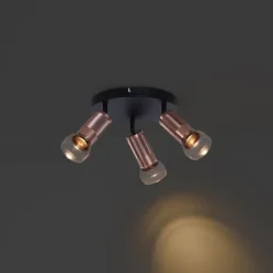 QAZQA Deckenstrahler|Aufbaustrahler*Runder Deckenstrahler Dunkelbronze Rund 3-flammig Verstellbar - Veerle