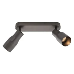 QAZQA Deckenstrahler|Aufbaustrahler*Runder Deckenstrahler Gunmetal GU10 50mm 2-flammig - Stanley