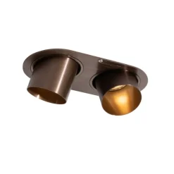 QAZQA Einbaustrahler|Wohnzimmerlampen*Runder Einbau-Strahler Dunkelbronze GU10 50mm 2-flammig - Installa