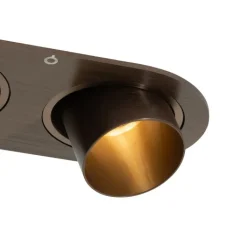 QAZQA Einbaustrahler|Wohnzimmerlampen*Runder Einbau-Strahler Dunkelbronze GU10 35mm schwenkbar 2-flammig - Installa