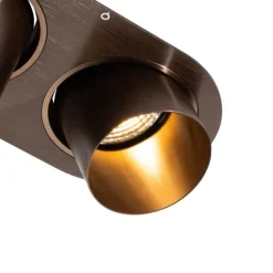 QAZQA Einbaustrahler|Wohnzimmerlampen*Runder Einbau-Strahler Dunkelbronze GU10 70mm schwenkbar 2-flammig - Installa