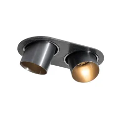 QAZQA Einbaustrahler|Wohnzimmerlampen*Runder Einbau-Strahler Gunmetal GU10 50mm 2-flammig - Installa