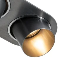 QAZQA Einbaustrahler|Wohnzimmerlampen*Runder Einbau-Strahler Gunmetal GU10 50mm 2-flammig - Installa