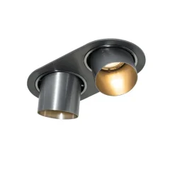 QAZQA Einbaustrahler|Wohnzimmerlampen*Runder Einbau-Strahler Gunmetal GU10 50mm 2-flammig - Installa
