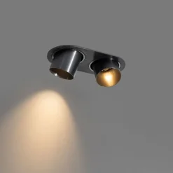 QAZQA Einbaustrahler|Wohnzimmerlampen*Runder Einbau-Strahler Gunmetal GU10 50mm 2-flammig - Installa