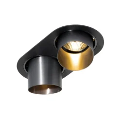 QAZQA Einbaustrahler|Wohnzimmerlampen*Runder Einbau-Strahler Gunmetal GU10 70mm schwenkbar 2-flammig - Installa