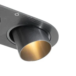 QAZQA Einbaustrahler|Wohnzimmerlampen*Runder Einbau-Strahler Gunmetal GU10 35mm schwenkbar 2-flammig - Installa