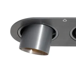 QAZQA Einbaustrahler|Wohnzimmerlampen*Runder Einbau-Strahler Gunmetal GU10 35mm schwenkbar 2-flammig - Installa