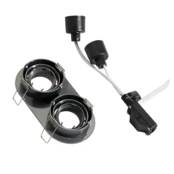 QAZQA Einbaustrahler|Wohnzimmerlampen*Runder Einbau-Strahler Gunmetal GU10 35mm schwenkbar 2-flammig - Installa