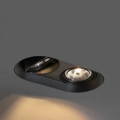 QAZQA Einbaustrahler|Wohnzimmerlampen*Runder Einbau-Strahler schwarz GU10 70mm 2-flammig - Hubs