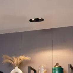 QAZQA Einbaustrahler|Wohnzimmerlampen*Runder Einbau-Strahler schwarz GU10 70mm 2-flammig - Hubs