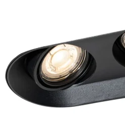 QAZQA Einbaustrahler|Wohnzimmerlampen*Runder Einbau-Strahler schwarz GU10 50mm 2-flammig - Hubs