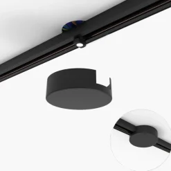 QAZQA Küchenlampen|Esszimmerlampen*Rundes Stromschienensystem Deckenplatte schwarz 1-phasig - Iconic