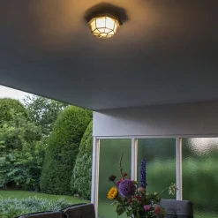 QAZQA Gartenbeleuchtung|Deckenleuchten Außen*Rural Deckenleuchte dunkelgrau IP44 - Bri S