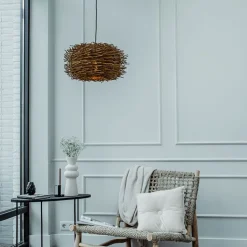 QAZQA Pendelleuchten|Wohnzimmerlampen*Rural Hängelampe braun Rattan - Hatch 45