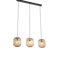 QAZQA Schlafzimmerlampen|Küchenlampen*Rural Hängelampe Rattan 3-Licht - Manila
