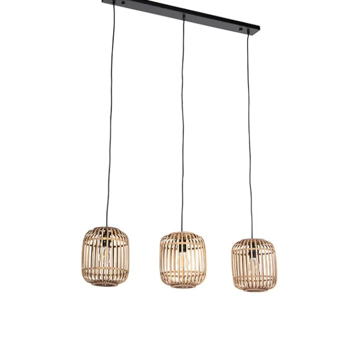QAZQA Schlafzimmerlampen|Küchenlampen*Rural Hängelampe Rattan 3-Licht - Manila