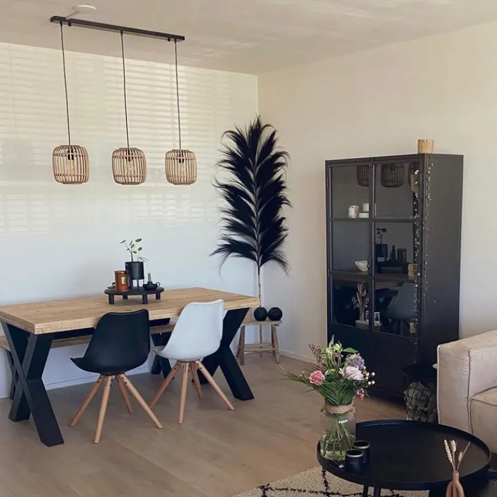 QAZQA Schlafzimmerlampen|Küchenlampen*Rural Hängelampe Rattan 3-Licht - Manila