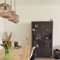 QAZQA Schlafzimmerlampen|Küchenlampen*Rural Hängelampe Rattan 3-Licht - Manila