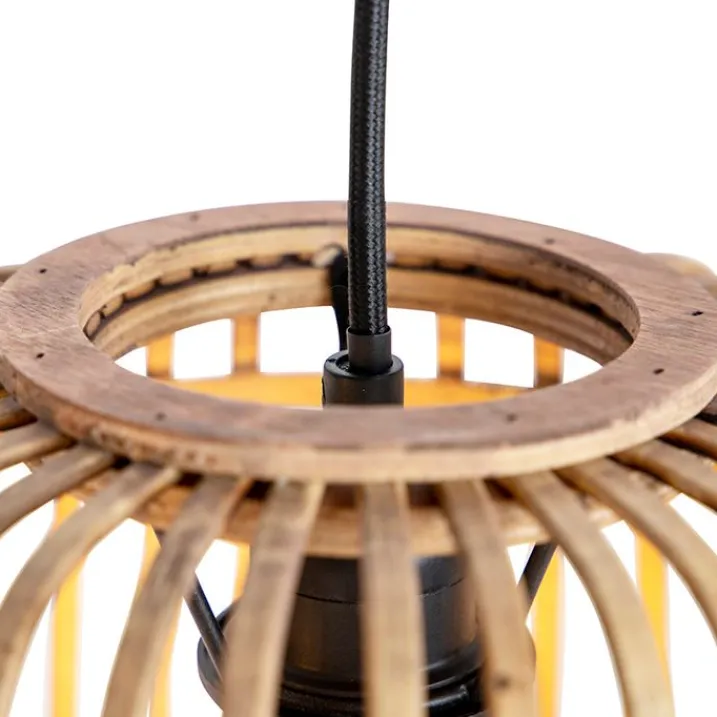 QAZQA Schlafzimmerlampen|Küchenlampen*Rural Hängelampe Rattan 3-Licht - Manila