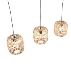 QAZQA Schlafzimmerlampen|Küchenlampen*Rural Hängelampe Rattan 3-Licht - Manila