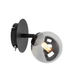 QAZQA Deckenstrahler|Aufbaustrahler*Rural spot schwarz verstellbar mit Rauchglas - Athen